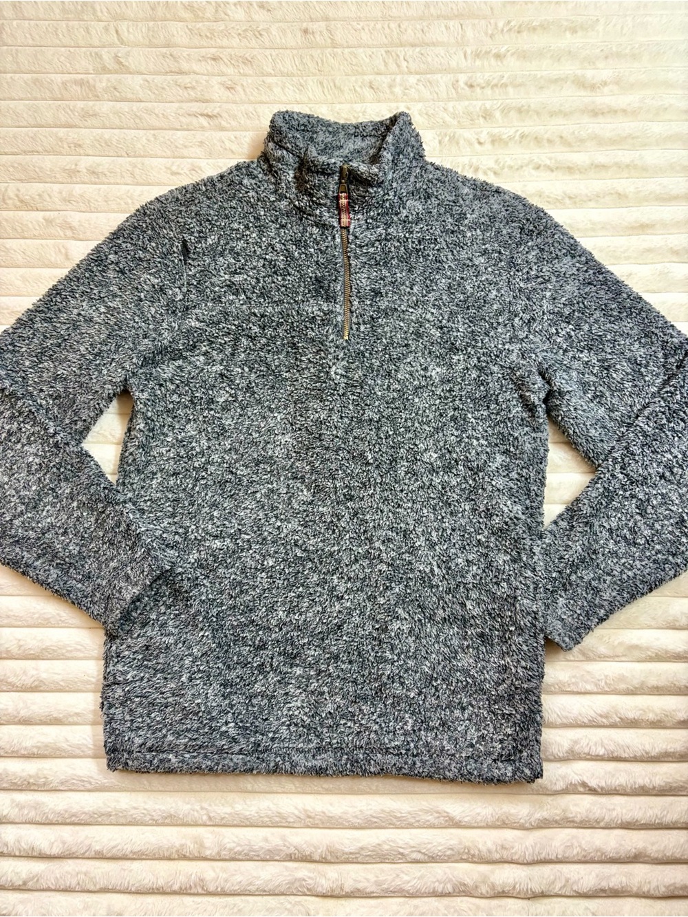 Men's Alpine Sherpa Size Small Heather Gray Sherpa Quarter-Zip Sweater Warm Cozy
